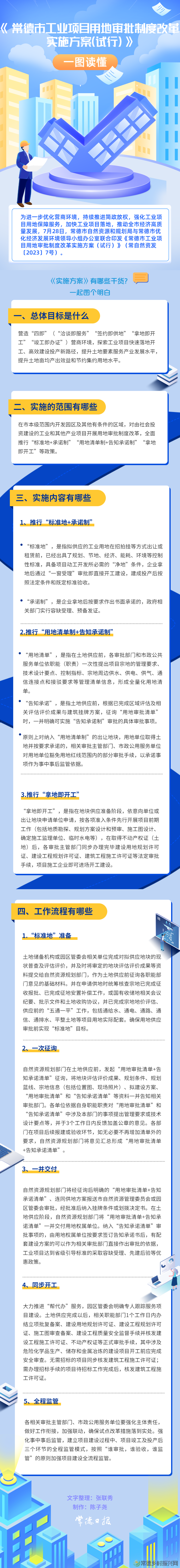一图读懂《常德市工业项目用地审批制度改革实施方案（试行）》